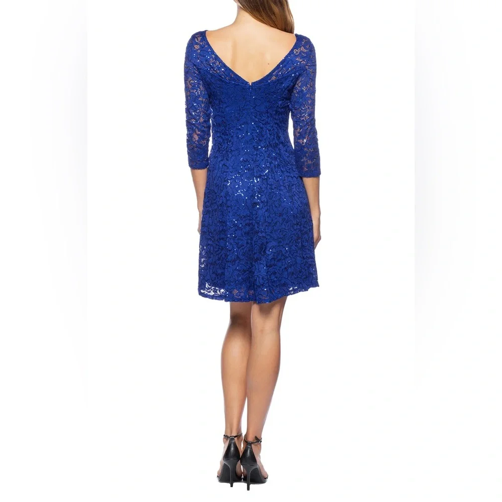 NWOT Marina V-Neck Lace Fit & Flare Dress